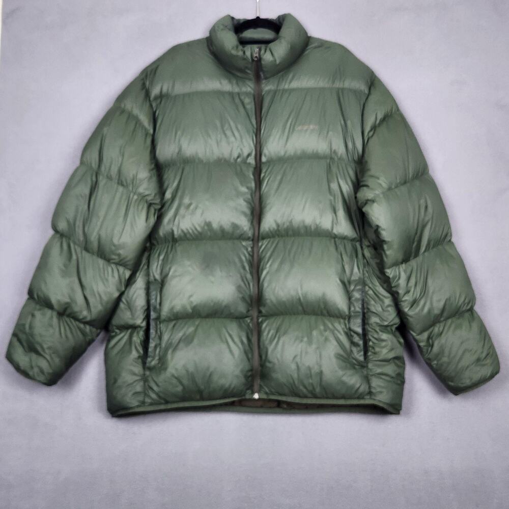 Lands End Jacket Mens 2XLT Tall Green Down Puffer Full Zip Winter Warm Coat